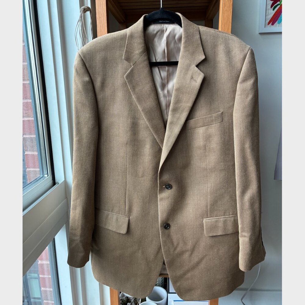 Calvin Klein Herringbone Two-Button Blazer in Brown & Tan - Size 42